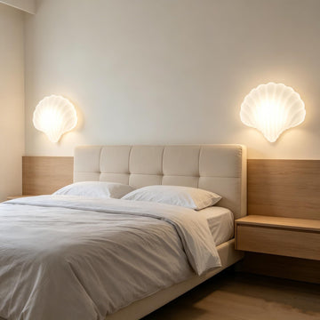 Shell Shaped Wall Sconce, Milk Glass Wall Lighting