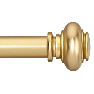 Gold Curtain Rods for Windows 72 to 144 Inches Adjustable Decorative 1 Inch Diameter Single Window Curtain Rod Set