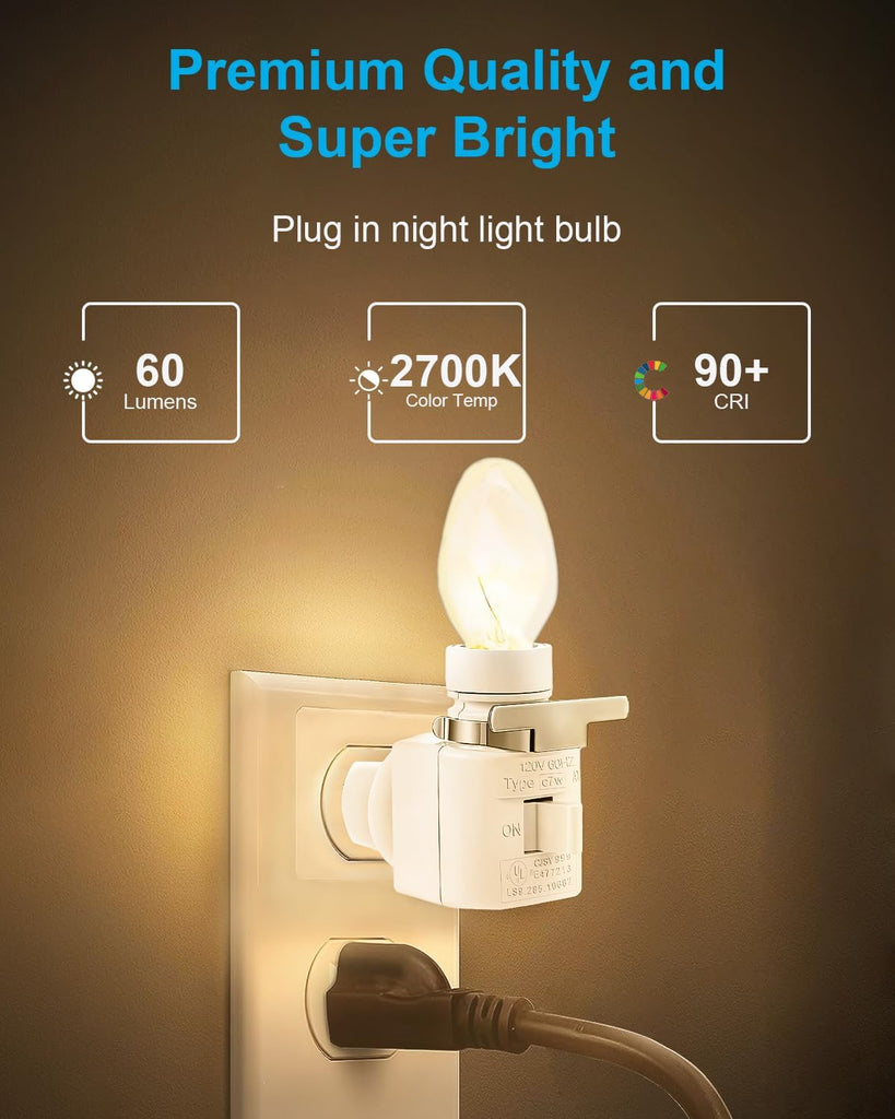 Night Light Bulb Warm White Replacement Bulbs - E12 Light Bulbs - 7Watt Incandescent Light Bulbs - 15 Packs Warm