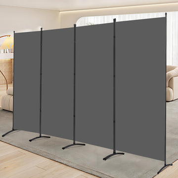 4 Panel Folding Room Divider, Sturdy Frame Freestanding Wall Divider