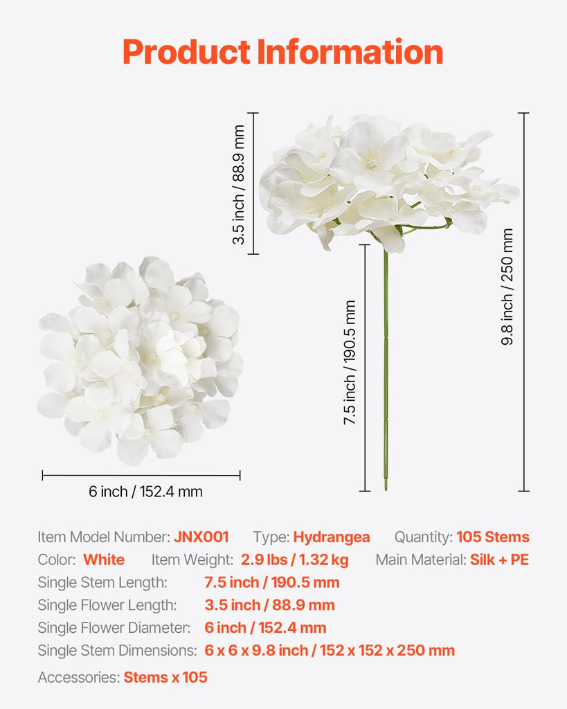 Artificial, 105 pcs Real Looking White Silk Fake Bulk, White Faux Bridal Shower with Stems for DIY Wedding Bouquets