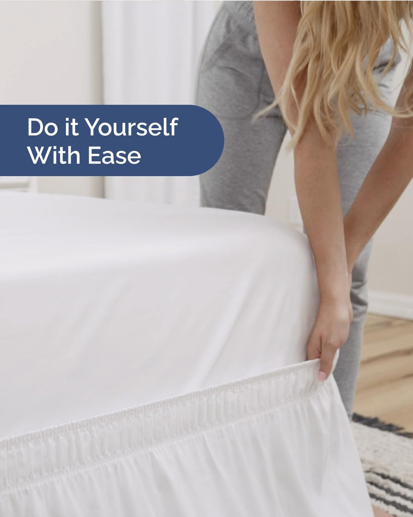 CGK Wrap Around Dust Ruffle Bed Skirt - King Size, 21" Inch, White