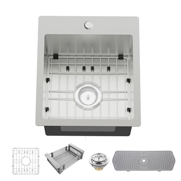 15x17 Inch Drop And Bar Sink, Stainless Steel, Single Bowl