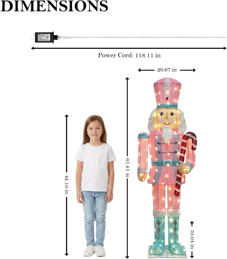 5FT Large Lighted Nutcracker Christmas Decoration Outdoor Pink