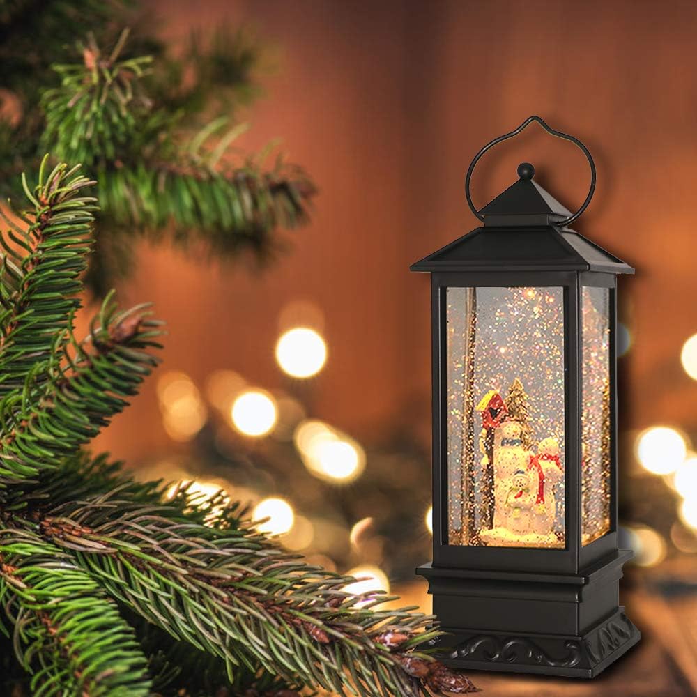 Snwoman Family Singing Snow Globe Lantern with 6 Hour Timer