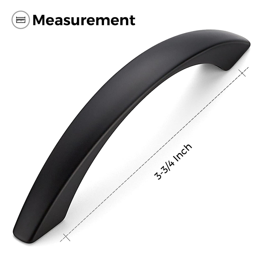 10 Pack Cabinet Pulls 3-3/4 Inch Matte Black Curved Drawer Pulls Cupboard Arch Pulls for Dresser Drawer Cabinet