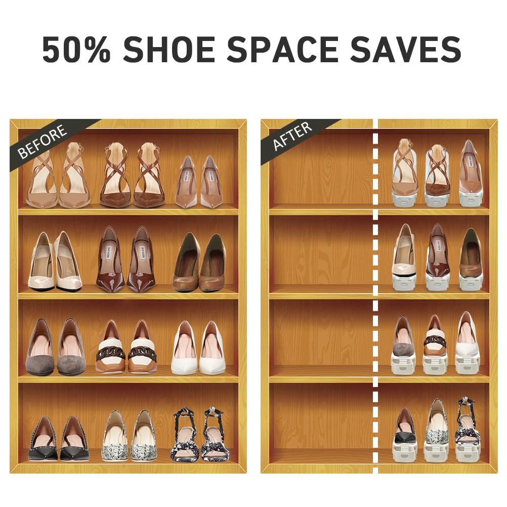 Shoe Slots Organizer 36 Pack - Shoe Organizer Space Saver 50%, Adjustable Thickening Shoe Stackers for a pair of