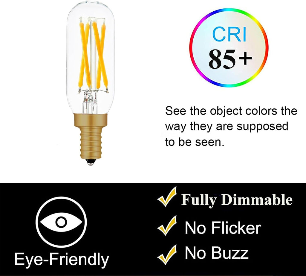 T6 LED Bulb Candelabra Dimmable 4W 2700K E12 Edison Bulb