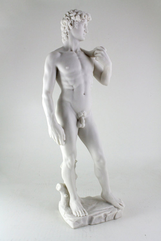 Large 19.75 Inch Tall Michelangelo's David Statue Sculpture. Premium Resin - White Marble Finish. Ships Immediately.