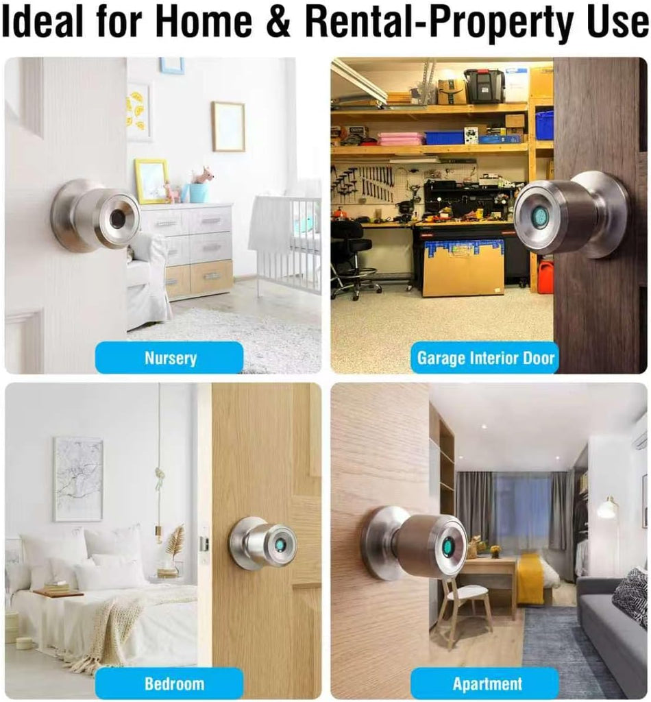 Fingerprint Door Knob, Rechargeable Keyless Smart Lock