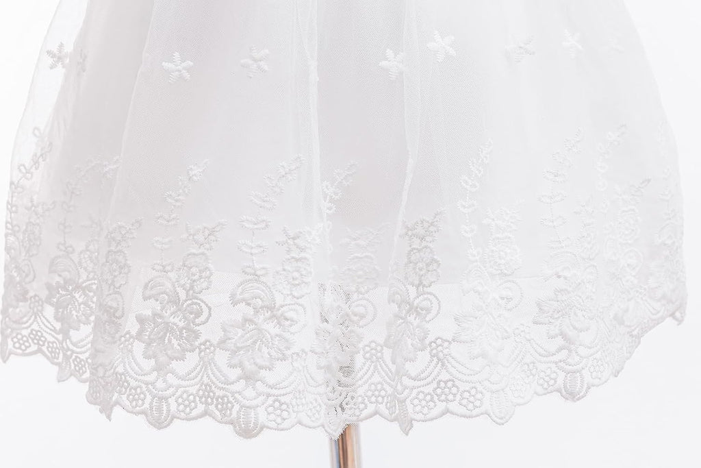 Baby Girls Baptism Christening Dress Infant Toddler Floral Lace Gown With Bonnet