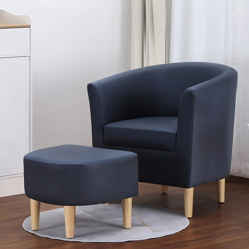 Accent Chair with Ottman Leather Faux Barrel Comfy Armchair - Set of 2
