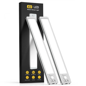 Under Cabinet Lighting, 14.7" Rechargeable Motion Sensor Light Indoor, 2 Pack Magnetic Dimmable Closet Lights