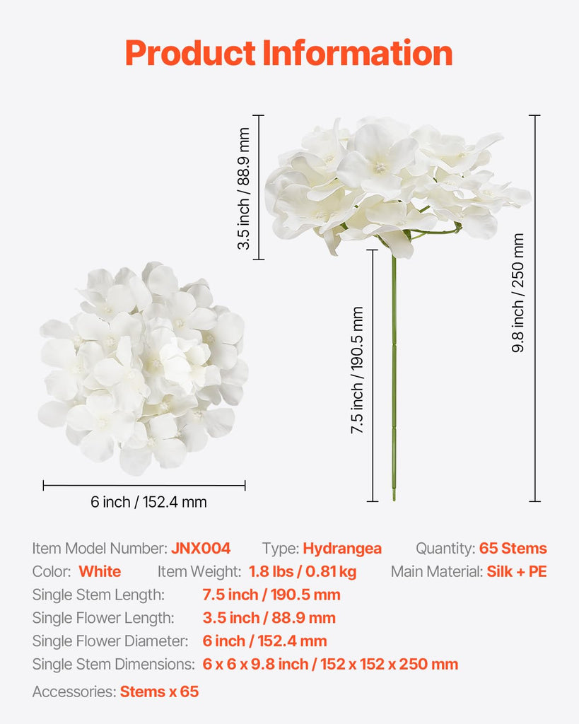 Artificial, 65 pcs Real Looking White Silk Fake Bulk, White Faux Bridal Shower with Stems for DIY Wedding Bouquets