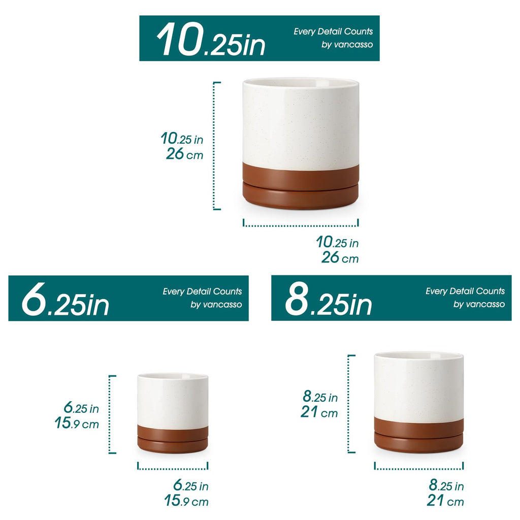 Ceramic Pots for Plants, Plant Pots for Indoor Plants, 6.25+8.25+10.25 Inch Ceramic Planters, Flower Pots with