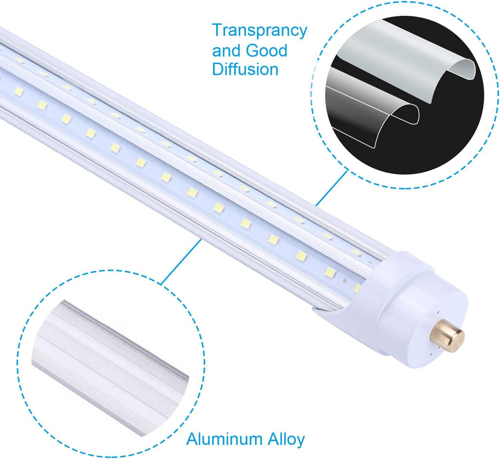 T8 LED Tube Light 8FT 65W,FA8 Single Pin LED Lights,6000K,Super Bright,8 Foot LED Bulbs to Replace Fluorescent Light