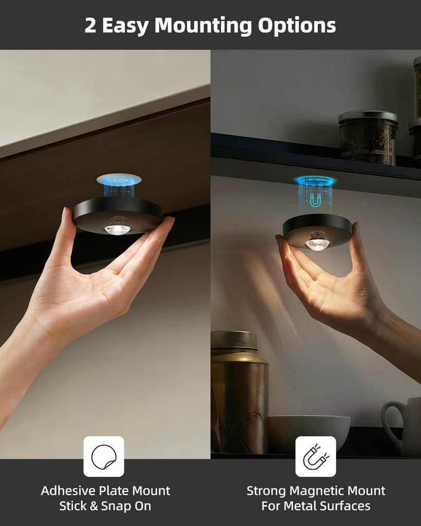 RGB Rechargeable Puck Lights with Remote Control, 1500mAh Battery Operated Tap Lights, Dimmer & Timer Under Cabinet