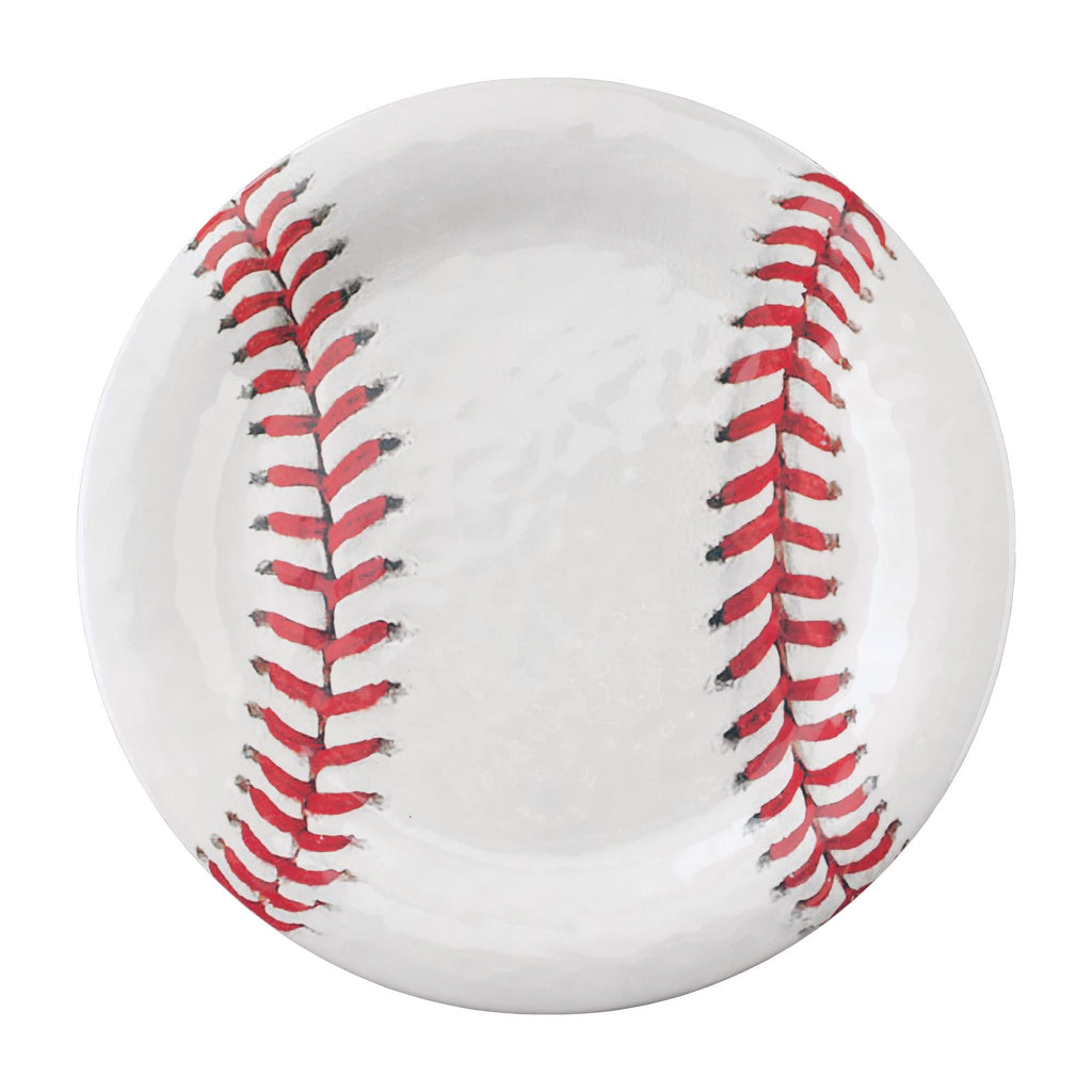 12 Piece Baseball Melamine Dinnerware Sets, Outdoor Dishes Set, Plates and Bowls Sets, Service for 4, White