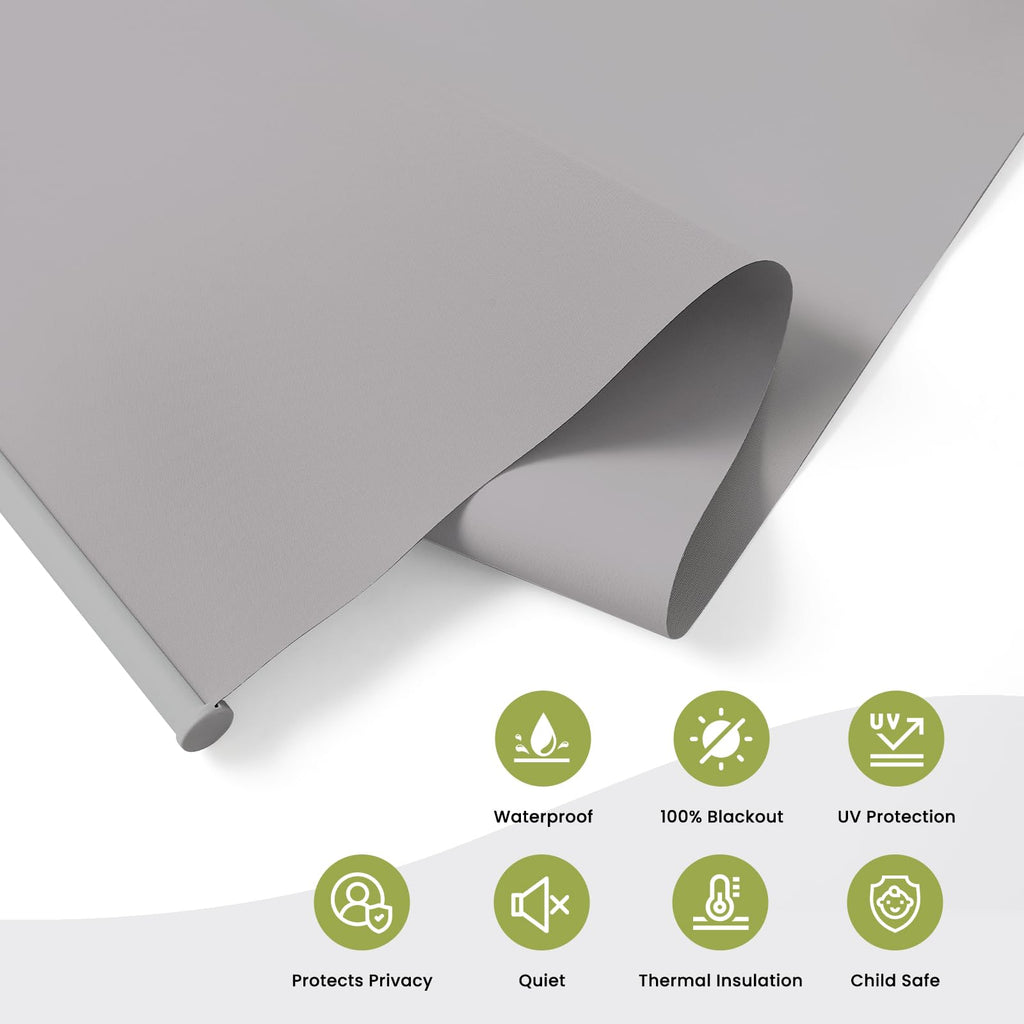 Cordless Roller Window Shades, 100% Black Out Shade for Windows, Thermal Insulated UV Protection Window Blinds, Door