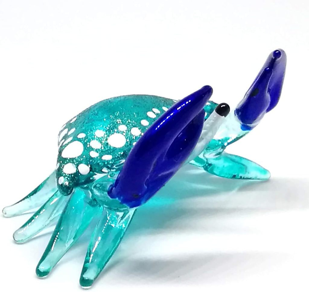 Blown Glass Blue Crab Figurine Miniature Ornament Aquarium Marine Collection