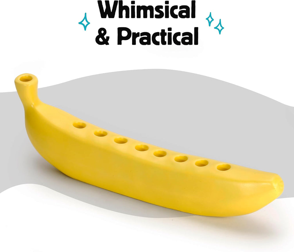 Novelty Ceramic BanorahTM - for Hanukkah, Chanukah Candle Holder - Fun, Banana Themed