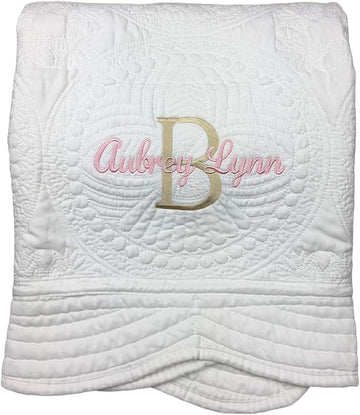 Personalized Baby Quilt Blankets Monogrammed Blankets for Kids Baby Blankets for Girls Embroidered Baby Gifts Soft