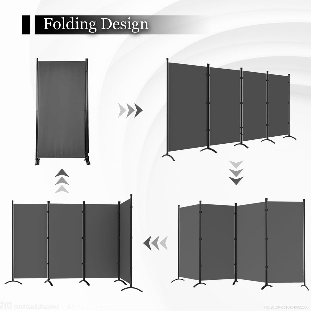 Room Divider, 6FT Tall Folding Partition Room Dividers 4 Panel, Portable and Freestanding Room Divider Screen Wall