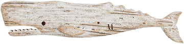 Hanging Wooden Whale Wall Art Ornament, Rustic Decorative Figurine Carving Sculpture, Nautical Ocean Beach Coastal