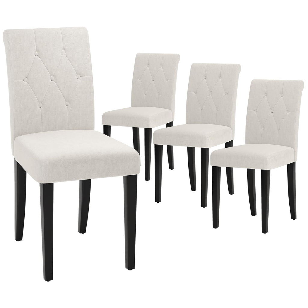 Upholstered Set of 4, Button Tufted Parsons Dining Chair with Solid Wood Legs, Modern Fabric Side Chair /Dining