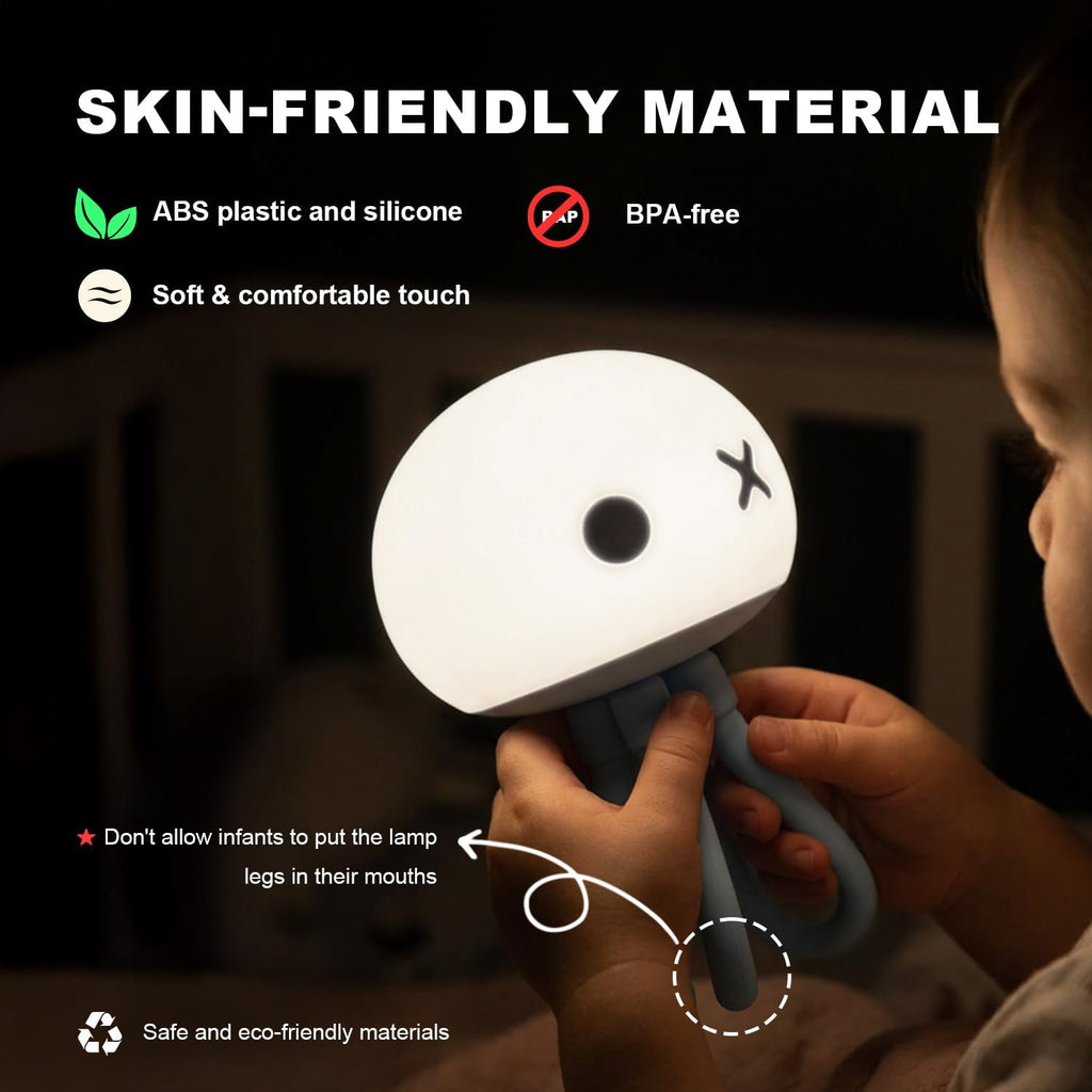 Jellyfish Rechargeable Night Light for Kids Baby Nursery | Special Funny Gifts Room Decor, Cute Lamp with Soft