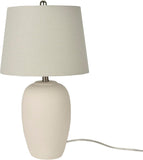 Home 23" Natural White Ceramic Jar Table Lamp, Dining Office, with Off-White Shade