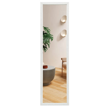 Door Mirror Full Length, Wall-Mounted Mirror White 50" x14"