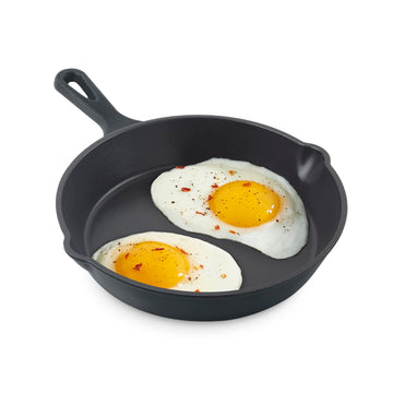 Zakarian x Nonstick Cast Iron Skillet - Versatile Frying Pan Cookware - Oven-Safe Searing Skillet with Pour Spout and