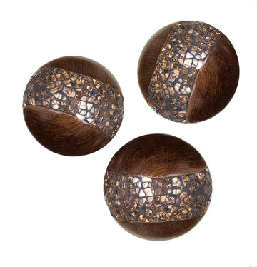 Schonwerk Brown Walnut Decorative Orbs for Bowls and Vase Fillers () Resin Sphere Balls for Living, Dining - Set of 3