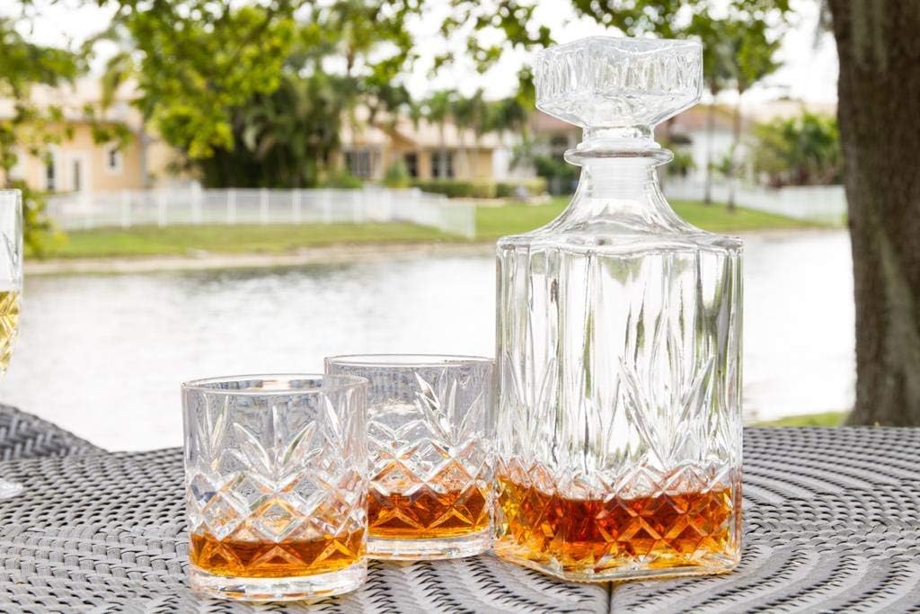 Kinsley Whiskey Glasses and Decanter Set, 5-Piece - Set of 4