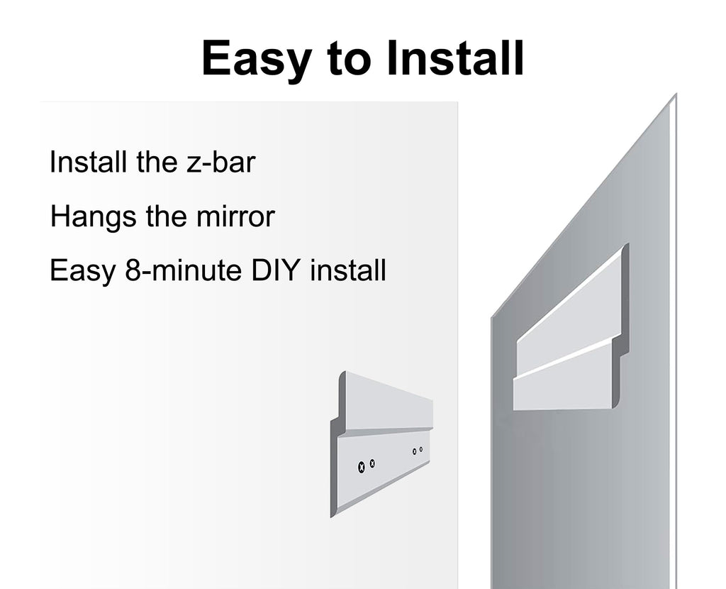 Frameless Full Length Mirror for Wall, 48x12 Inch Bathroom Vanity Mirror