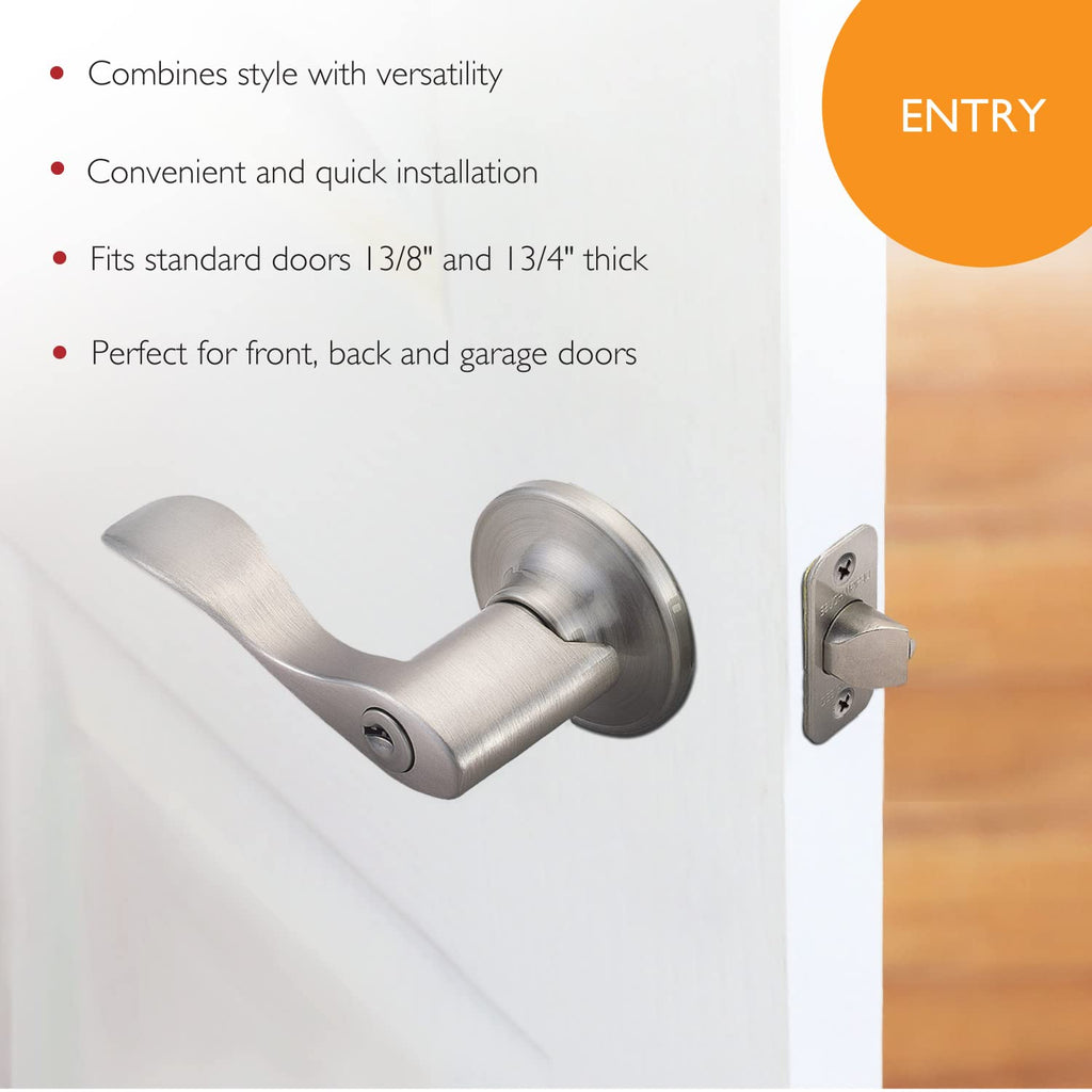 Springdale Keyed Entry Door Lever, Satin Nickel