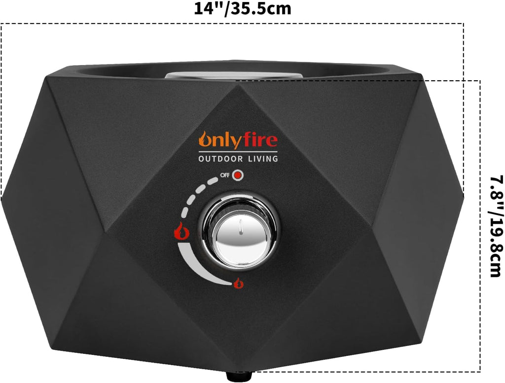 14” Modern Tabletop Fire Pit for Table with Umbrella Hole, Portable Gas Firepit for 1lb Propane Gas