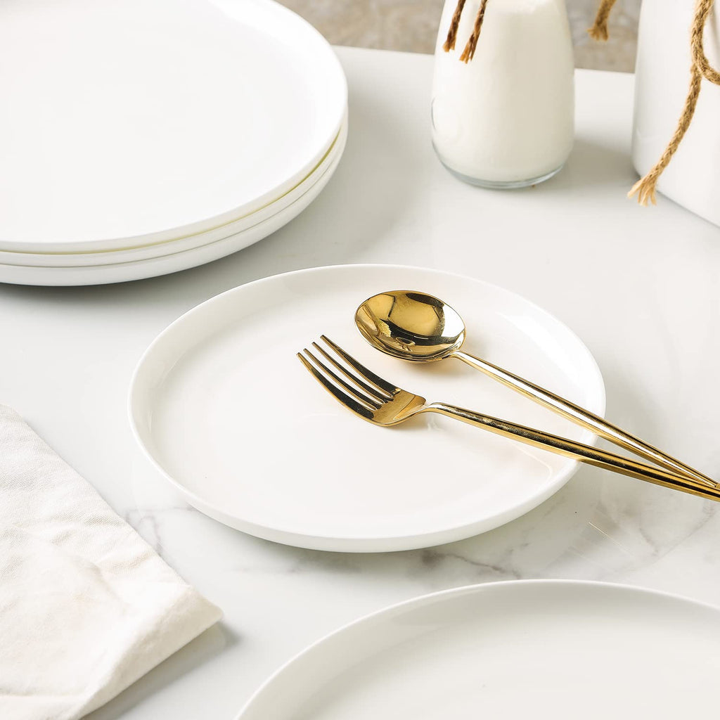 Lain Gabrielle Bone China Dinnerware Set, 12-Piece Service for 4, Solid White