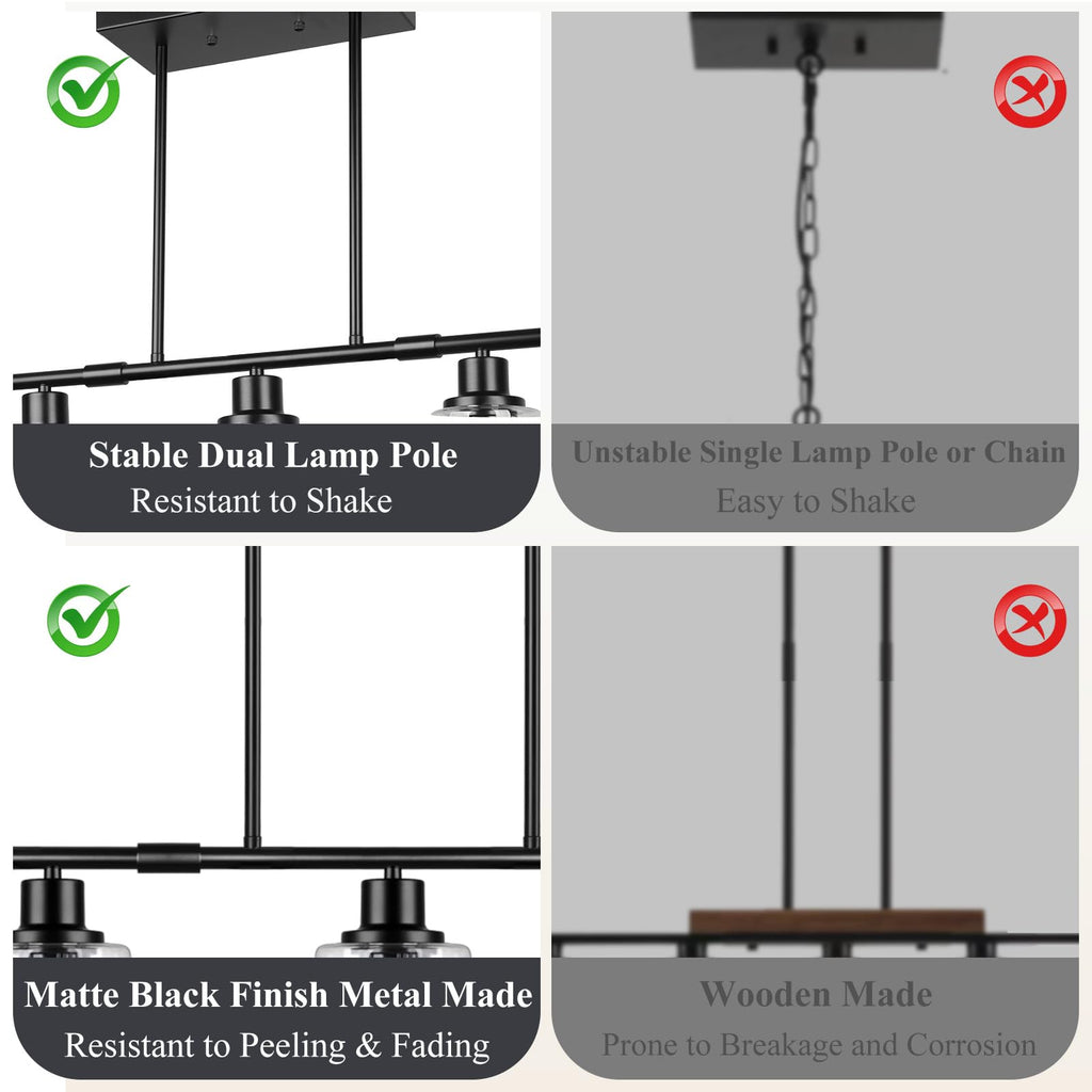 40in 5-Light Kitchen Island Lighting, Dining Room Light Fixture Over Table
