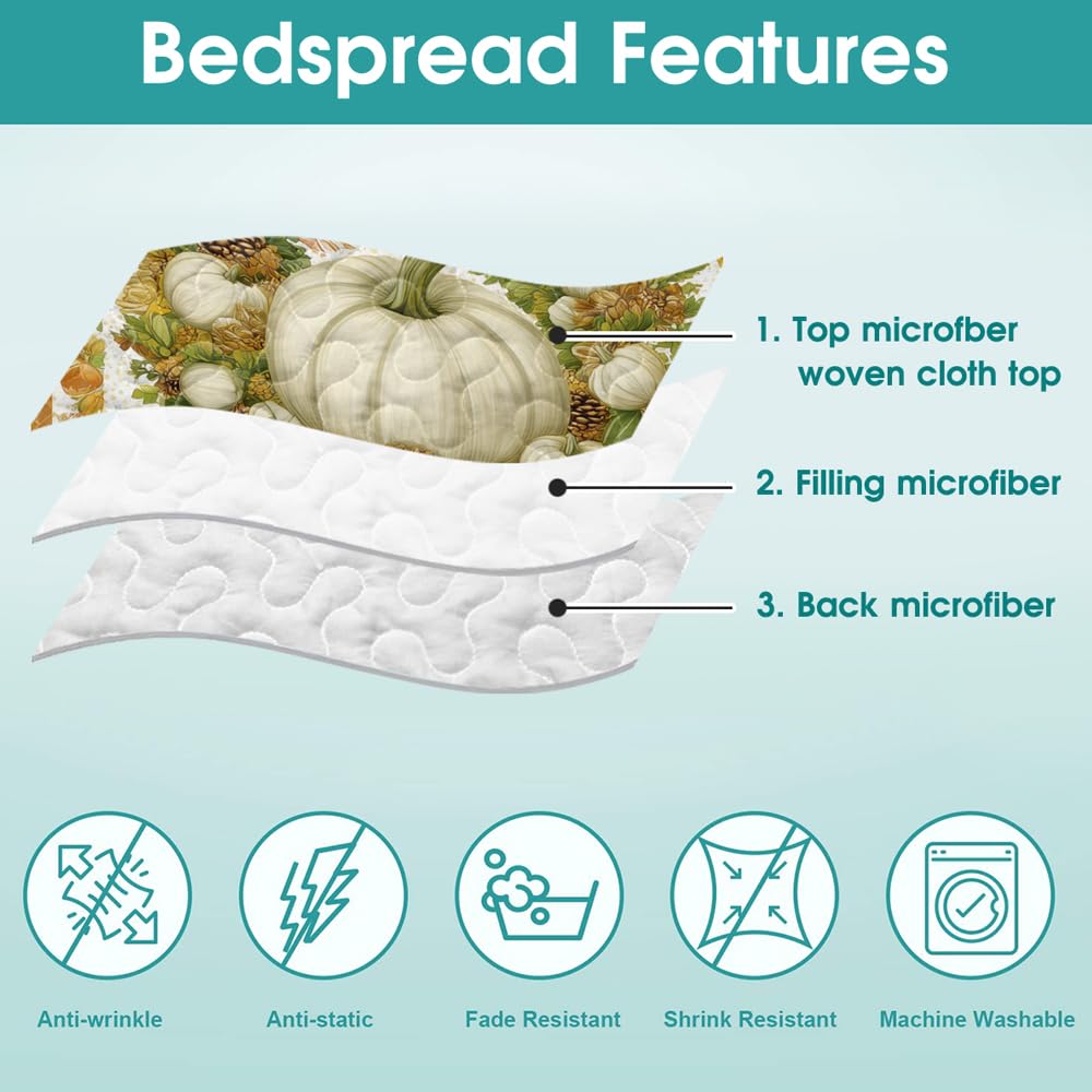 Rustic Autumn Leaf Quilt Set - Vintage Maple Patchwork Bedding for Fall, Soft Lightweight Bedspread for All Seasons