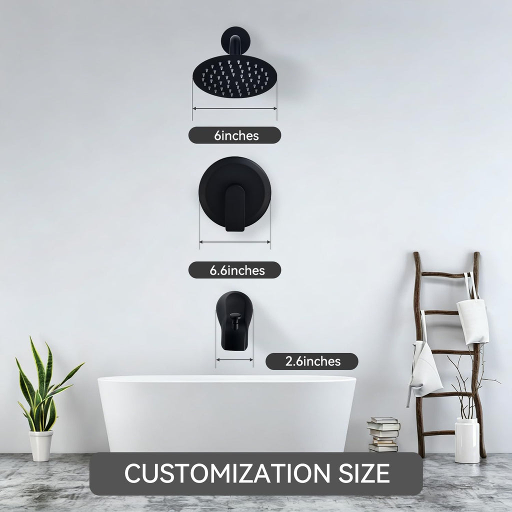 Tub Shower Faucet Set with Shower Head Black