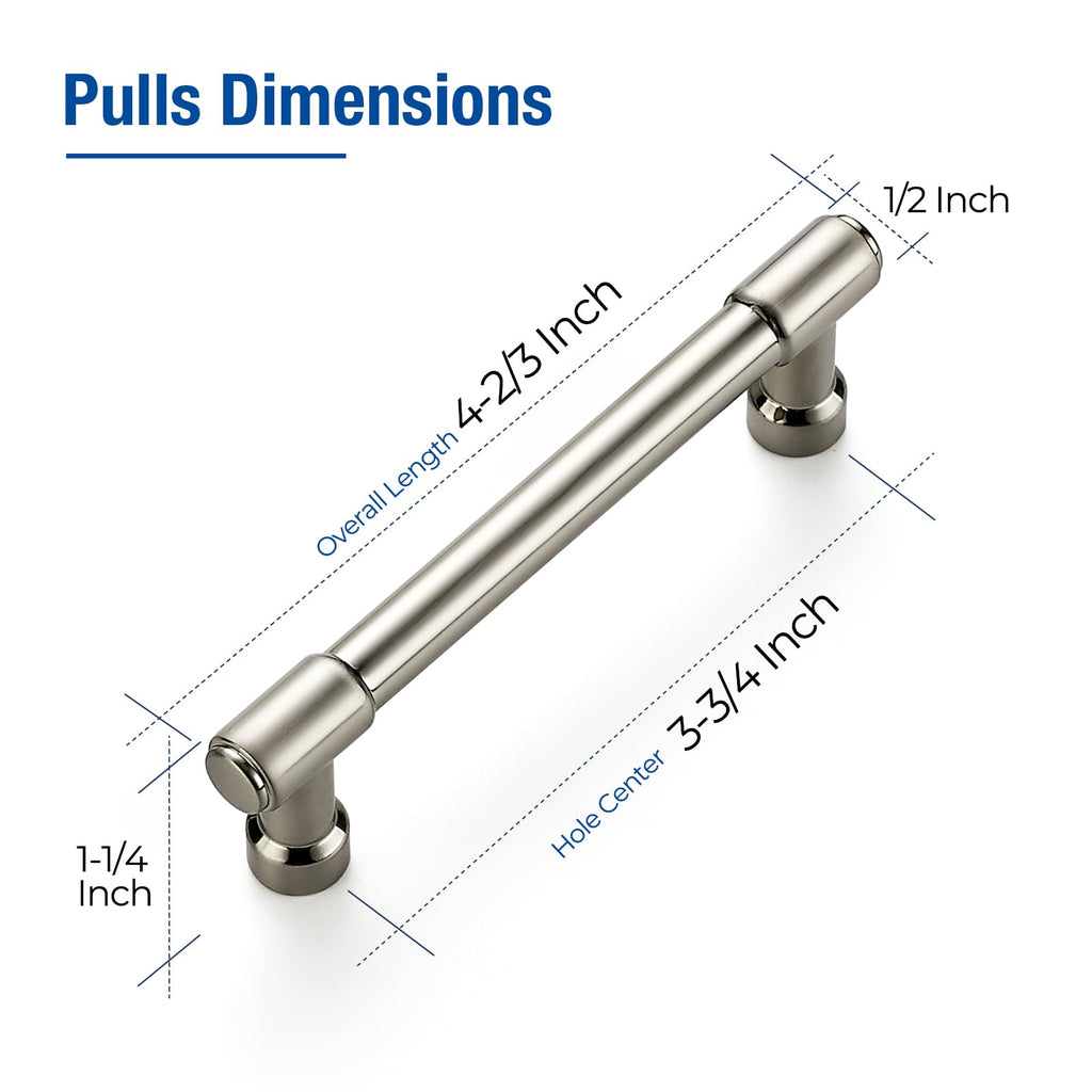 Brushed Nickel Cabinet Handles Modern Pulls,3-3/4 Inch,5 Pack