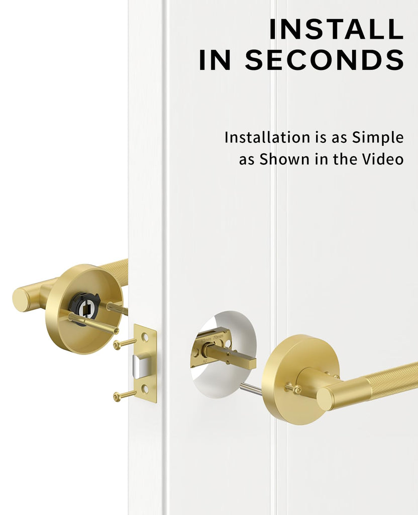 8 Pack Brushed Gold Passage Interior Door Handles