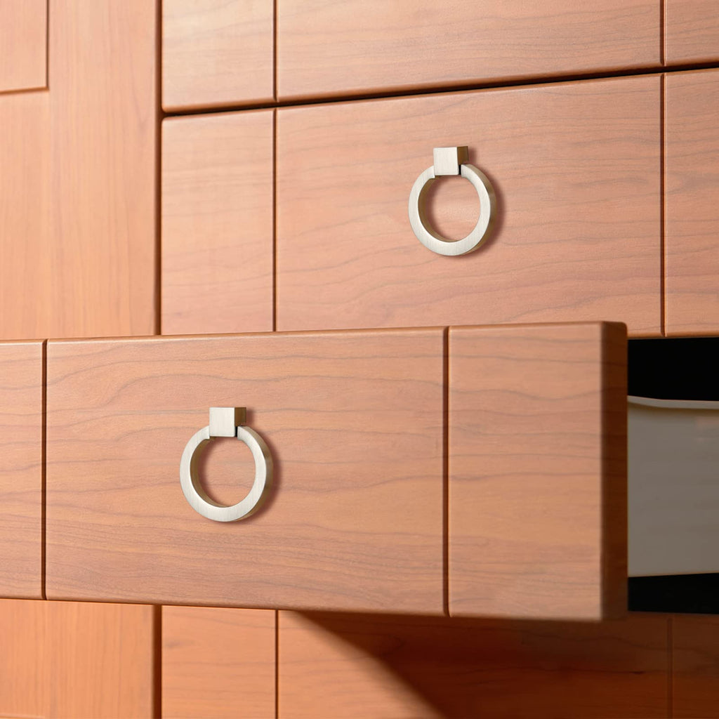 Modern Cabinet Drawer Pull Handle Dresser Wardrobe Cupboard Knob Ring Pack of 4 (Brushed)