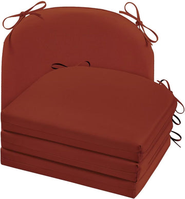 Outdoor Chair Cushions, Waterproof Patio Seat Cushions with Adjustable Straps, Round Corner Patio Chair Cushions for
