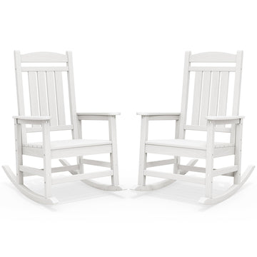 Outdoor Rocking Chair Set of 2, Patio Rocking Chair, White