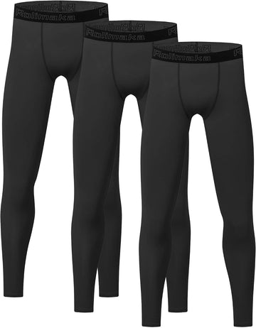 3/4 Pack Youth Boys' Compression Leggings Athletic Tights Pants for Kids