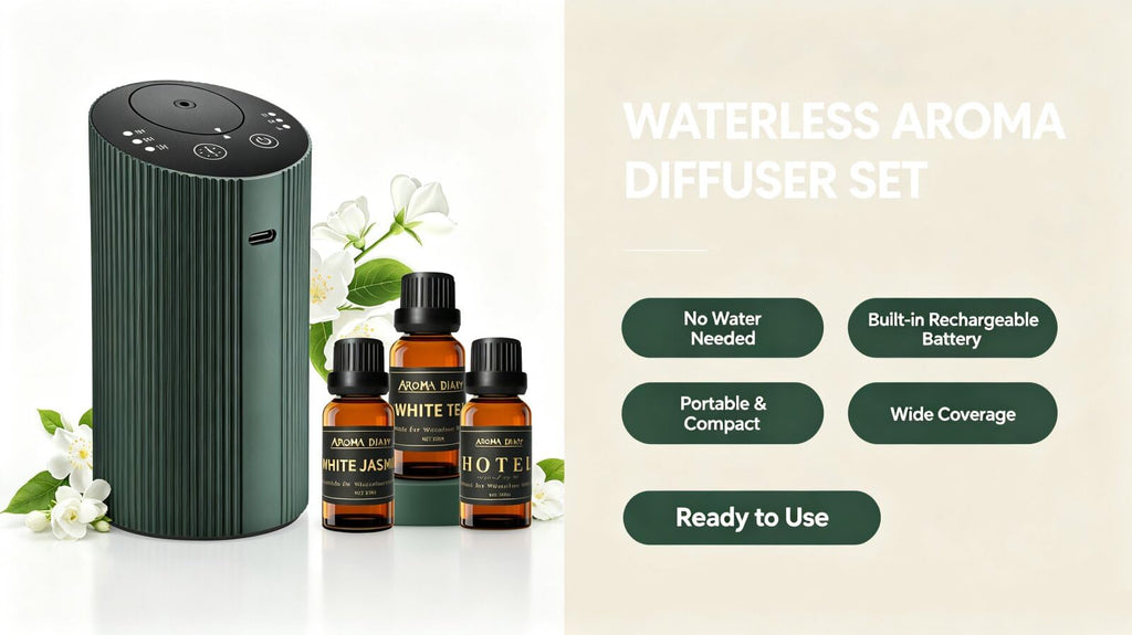 2 Pack Waterless Essential Oil Diffuser Starter Kit-Black&Green