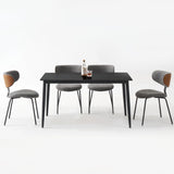 Modern Dining Chairs Set of 4, Upholstered Dining Room Chairs with Curved Backrest and Metal Legs for Kitchen or Dining Room, Black